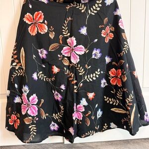 Black Floral A-Line Skirt with Floral Print